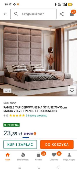Panele ścienne tapicerowane.