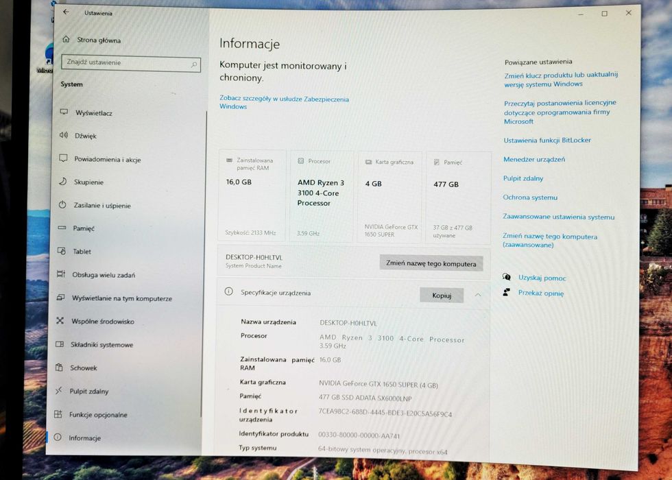 Komputer Ryzen 3 gtx 1650 16GB RAM K&B Handel
