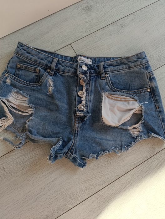 Spodenki szorty jeansowe dziury s 36 poszarpane