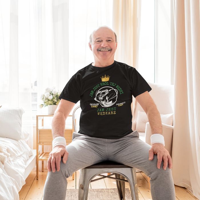 Koszulka dla dziadka Jam jest wędkarz Król wędki dzień dziadka L