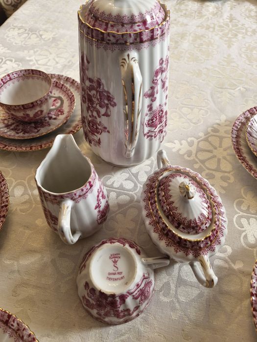 Przedwojenna sląska porcelana china rot Tuppack  Tiefenfurt