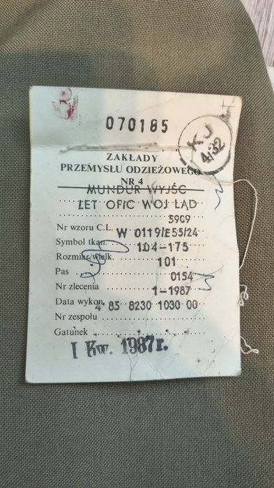 Mundur LWP. Marynarka wojskowa. 1987 rok