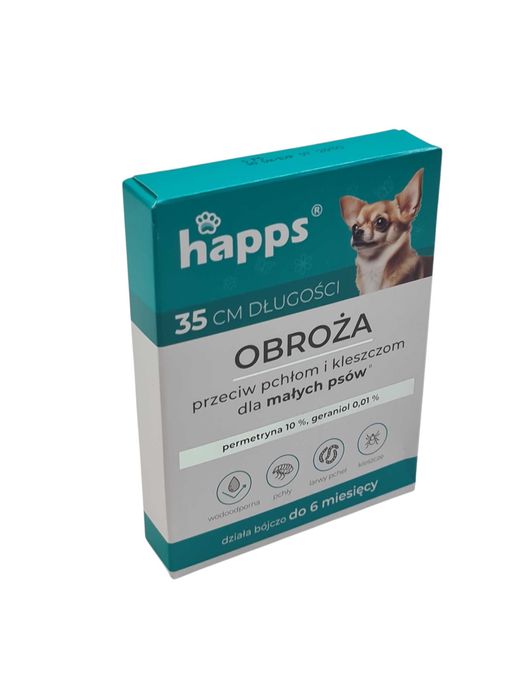 obroża przeciw pchłom i kleszczom HAPPS dla małych psów długośc 35 cm