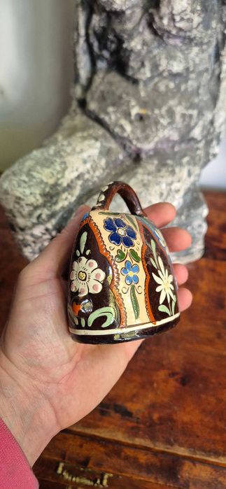 Antyk ręcznie malowany alpejski ceramiczny dzwonek Emaux de Thoune