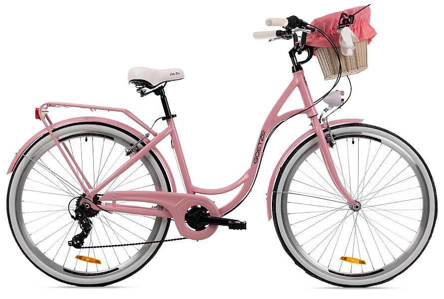 Rower miejski damski Goetze Mood 28" Alu NewLine-Różowy-Polirattanowy