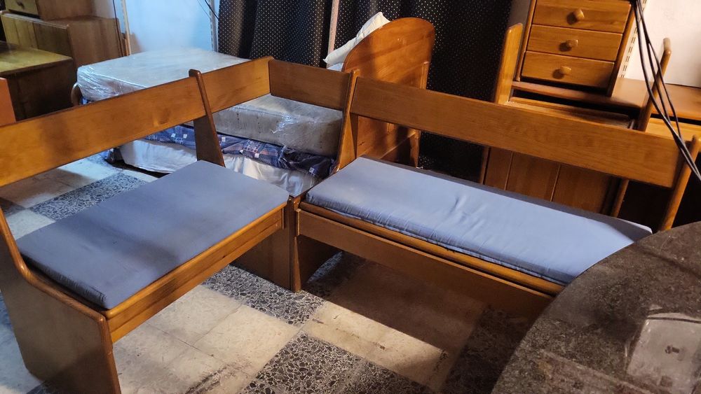 Bancos em l madeira cerne