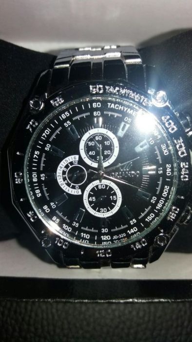 Relógio Casual de Homem Cromado/Preto