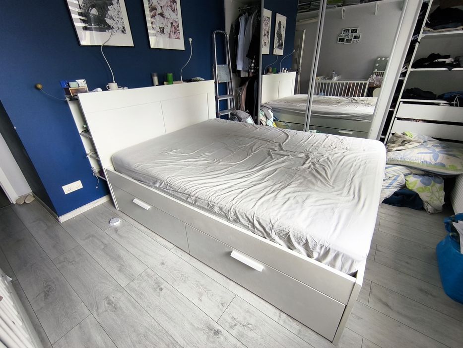 Łóżko Ikea Brimnes, zagłówek kolor Biały 160x200