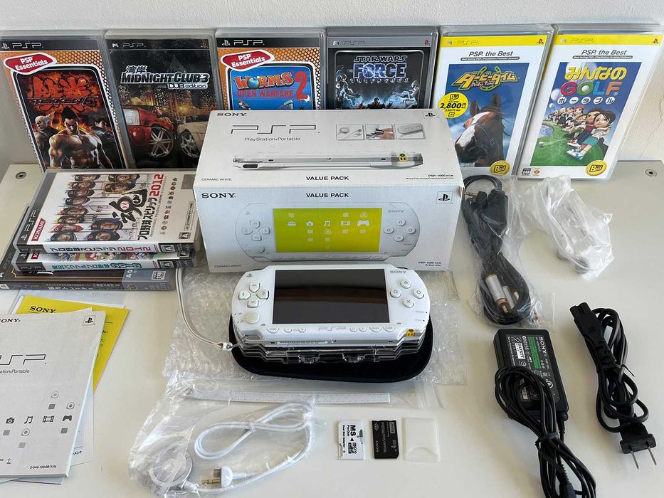 PSPセット Sony PSP Ceramic White z Japonii, duży zestaw do kolekcji +gry +