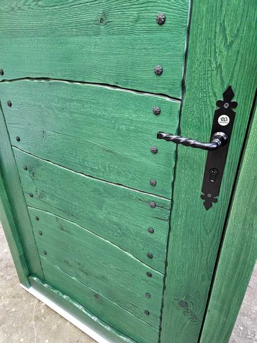 Drzwi DŁUGOSZ drewniane zewnętrzne wejściowe góralskie dębowe GOTOWE