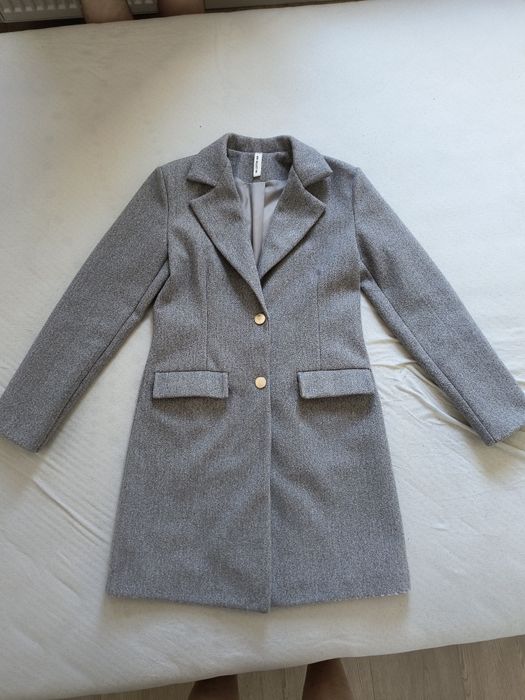 Jak nowy - Szary płaszcz wiosenny jesienny S new collection