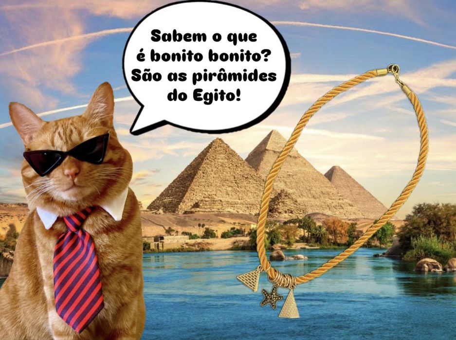 Colar artesanal corda com pirâmides