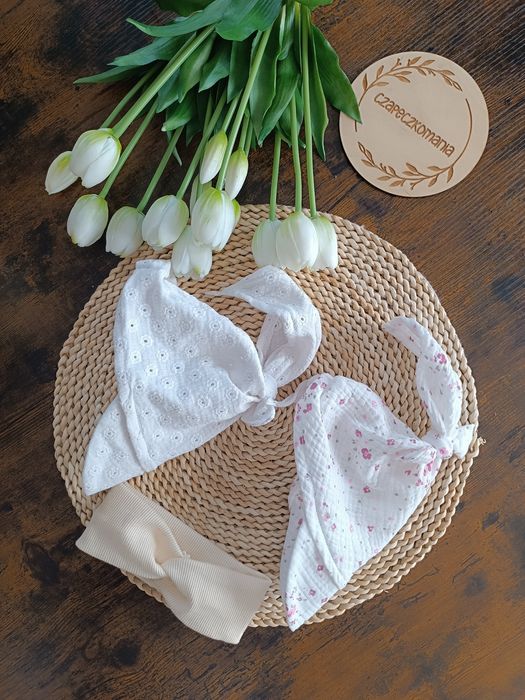 Chustki muślinowe+ opaska handmade