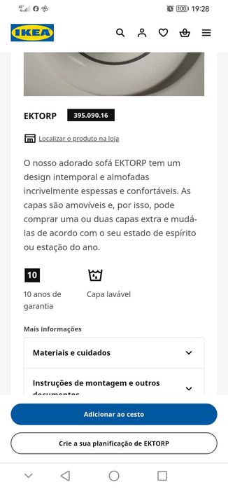 Sofá de dois lugares ikea