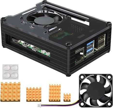 Корпус Bruphny для Raspberry Pi 5 с вентилятором и медными радиаторами