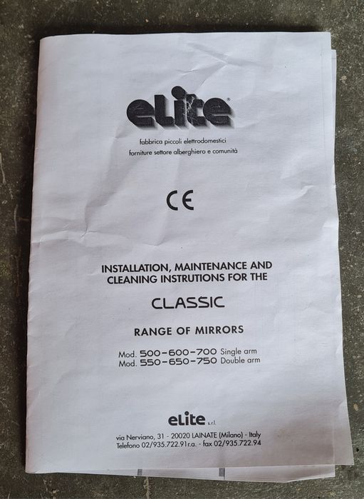 Espelho de parede WC com iluminação ELITE Classic600