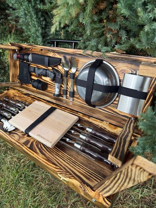 Шампура в кейсе столике на подарок мужу начальнику на день рождения