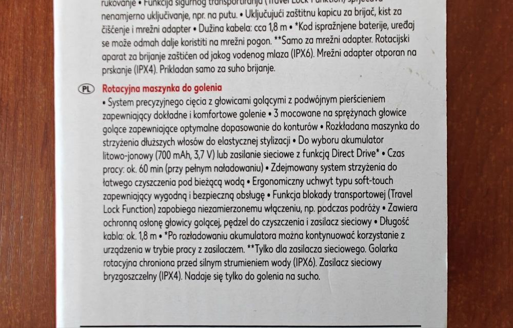Golarka rotacyjna  3.7V  Switch On