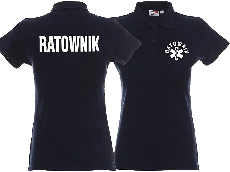 Koszulka Polo damska RATOWNIK granatowa (XL)