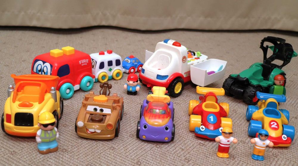 Пакет-набор лот развивающих игрушек машинок Fisher Price, Smoby