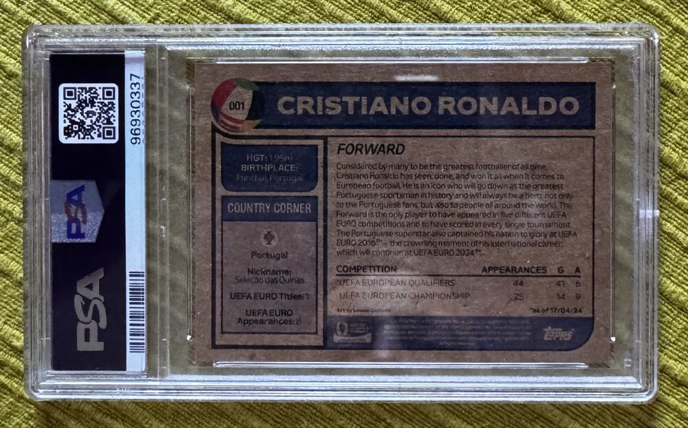 Cristiano Ronaldo 2024 Topps Living Euro 24 PSA 8 #001