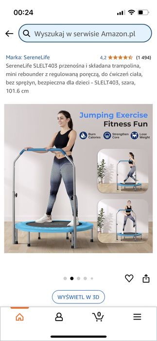 SereneLife przebosna skladana trampolina 100cm FITNESS