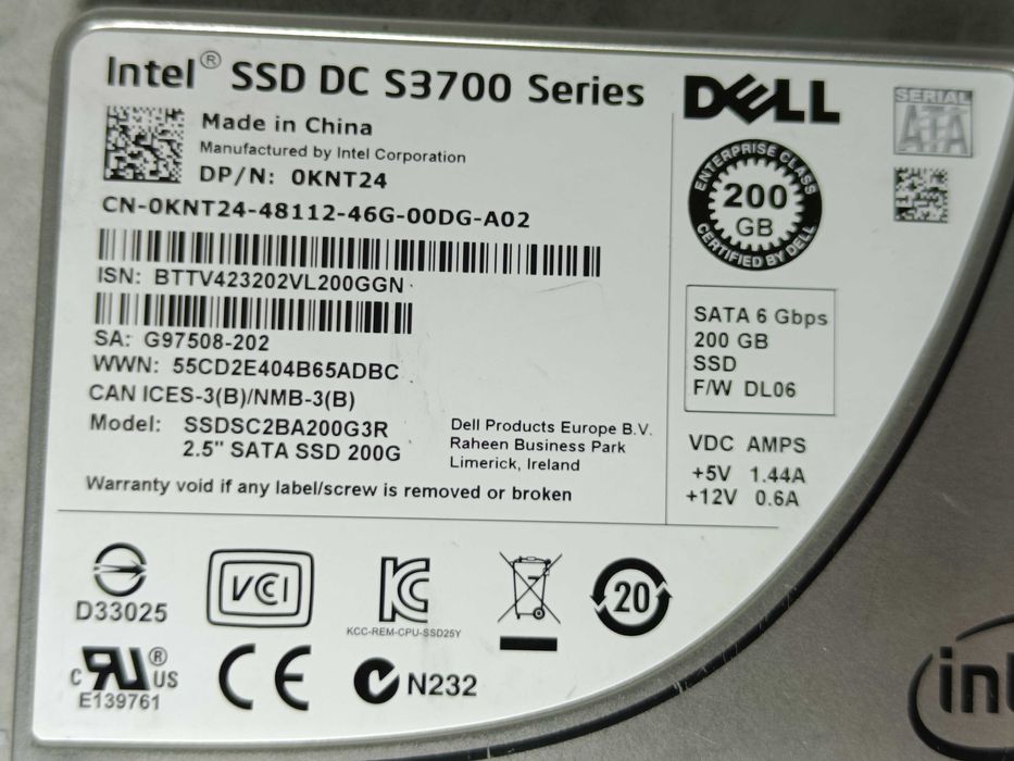 ССД диск Intel SSD DC S3700 series 200GB дуже надійний та якісний ССД!