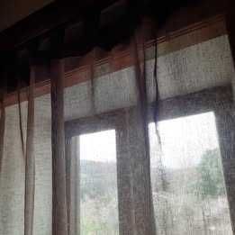 Cortinado castanho claro com 8 presilhas #