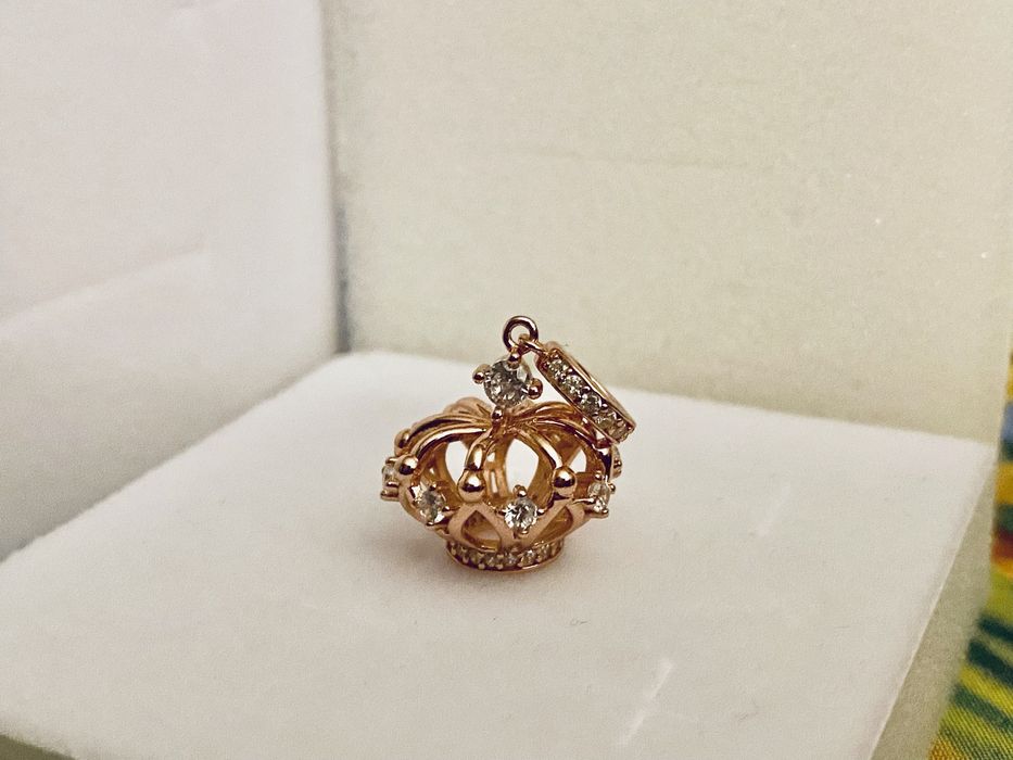 nowy charms zawieszka srebro 925 cyrkonie różowe złoto