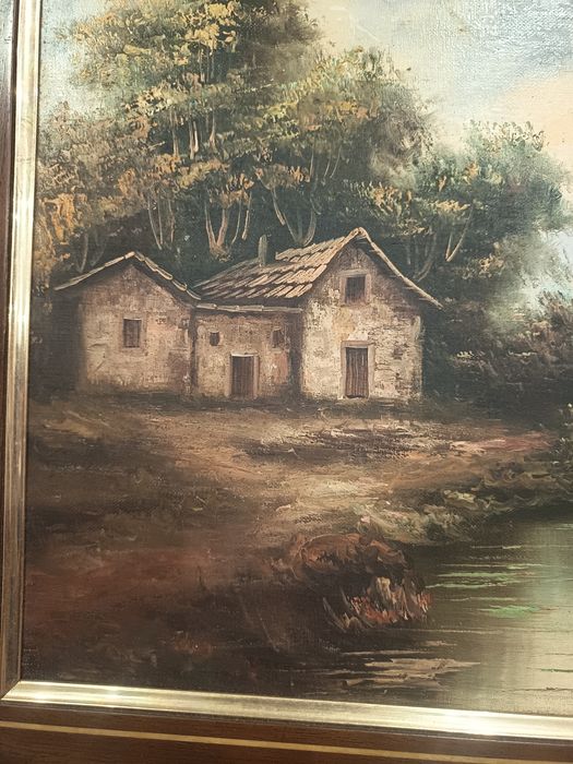 Pintura a oleo com linda paisagem