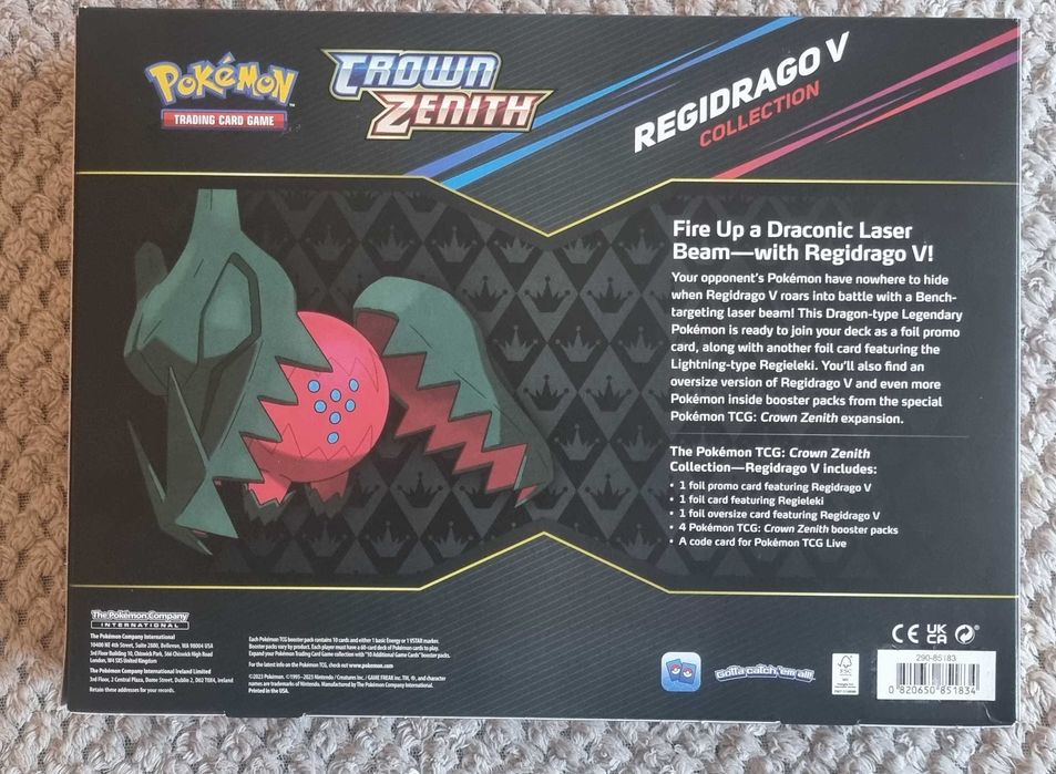 Pokemon TCG - Crown Zenith Regidrago V Box Genuino/novo/selado