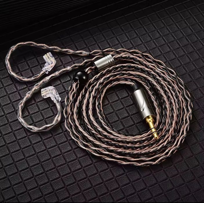 Кабель для навушників KZ та QKZ T1 8-ми жильний посріблений мідний QDC