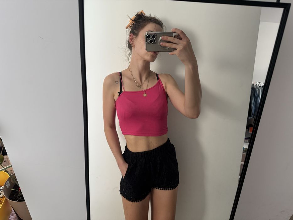Bluzeczka top crop różowy prążek
