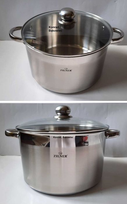 Stal NIERDZEWNA Duży garnek 12L litrów 30cm Indukcja,Gaz.na Rosół,Zupę