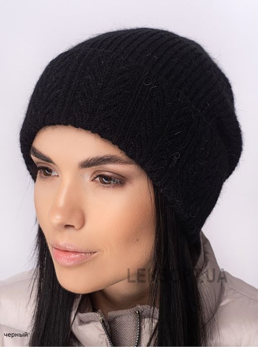 Женская шапка "КЕЙСИ" черная, ангора, жорна жіноча шапка