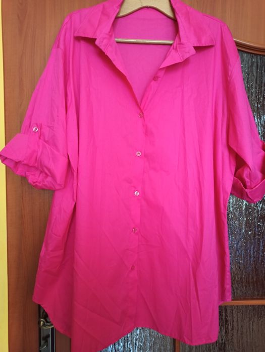 Koszula różowa oversize włoska bawełna