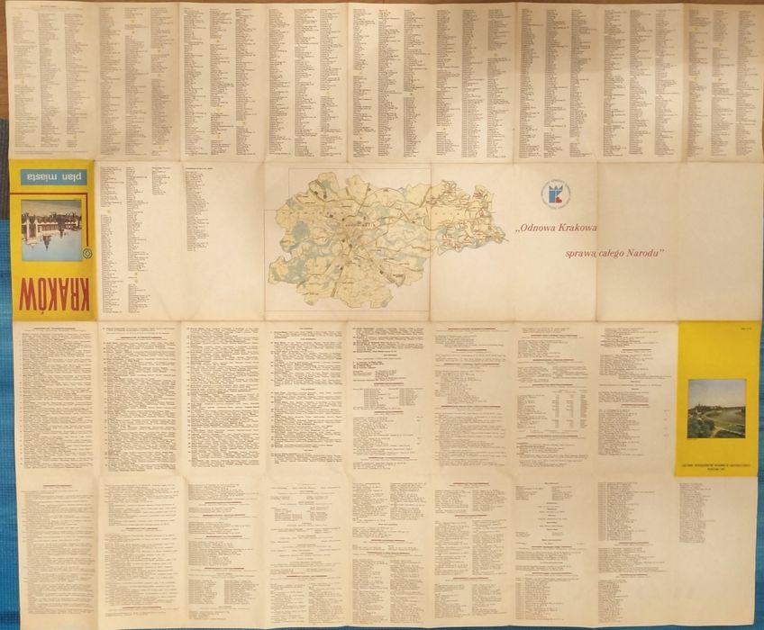 KRAKÓW Plan Miasta z 1981 roku - Oryginalna Mapa PRL - Antyk