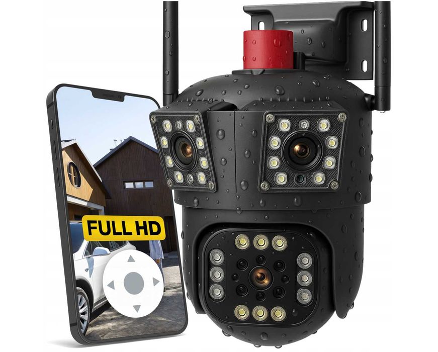 Kamera Zewnętrzna WiFi Obrotowa IP Podwójna Aplikacja Detekcja 2MP