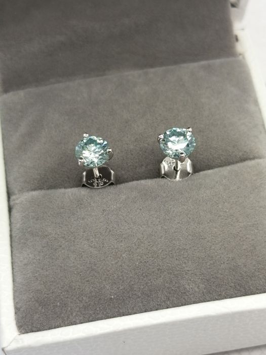 Nowe kolczyki z niebieskim moissanitem GRA 0.5ct - srebro 925