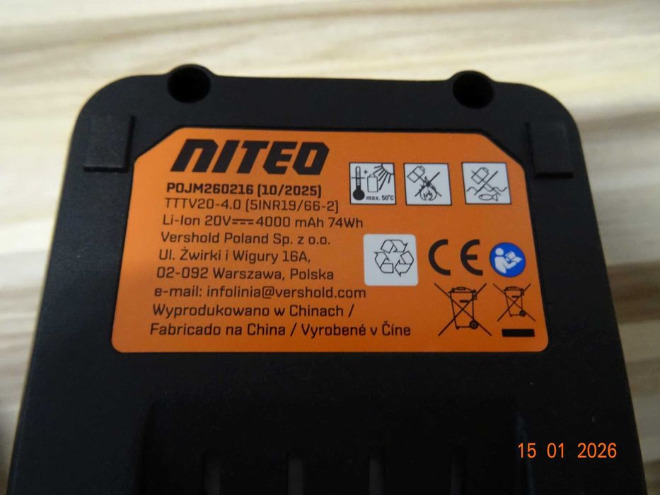 NITEO zestaw ładowarka + akumulator 4AH + akumulator 2,5AH