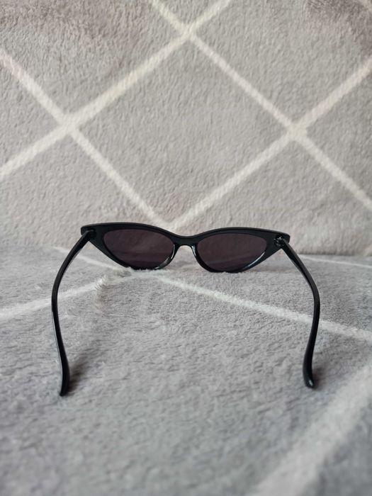 Okulary fioletowe ognie, czarne wąskie, zestaw