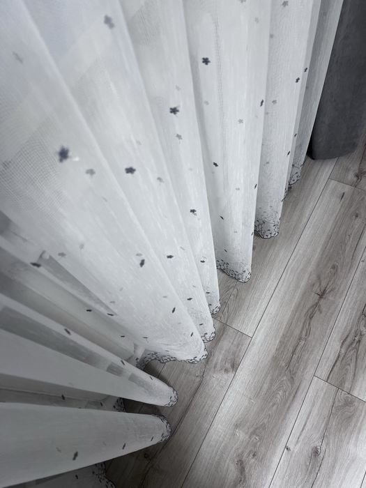 Тюль сіра омбре льон бамбук вишивка