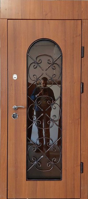 Вхідні металеві двері зі склом та ковкою входные металлические двери