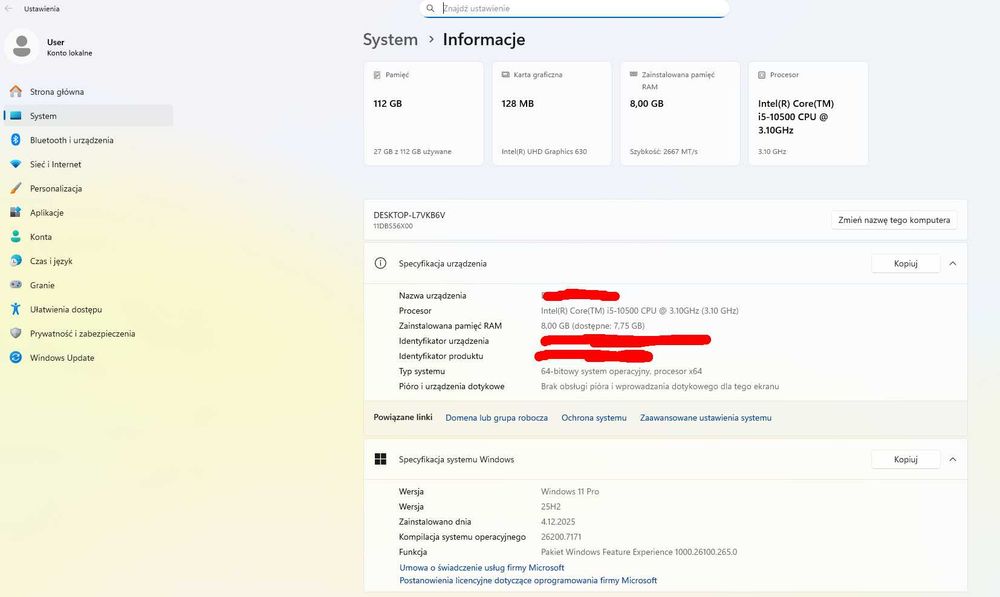 Lenovo ThinkCentre M70s i5-10500 SSD128GB W11 Pro