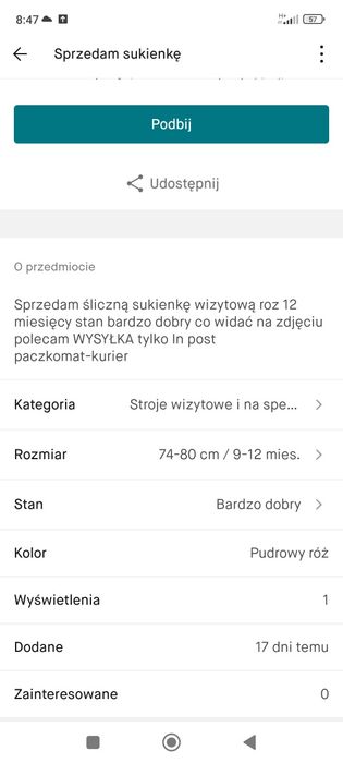 Sprzedam sukienkę