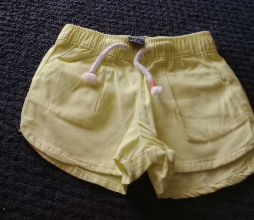 Calções Algodão - Amarelos, com bolsos - Primark - 3-6 meses - Novos