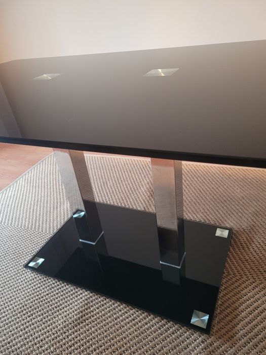 Mesa de vidro temperado preto