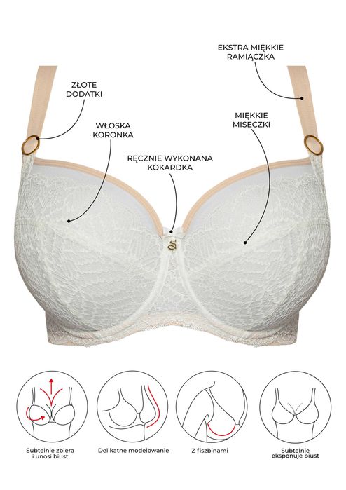 Biustonosz miękki Samanta Charlotte A911 85F biały, full cup, duży biust