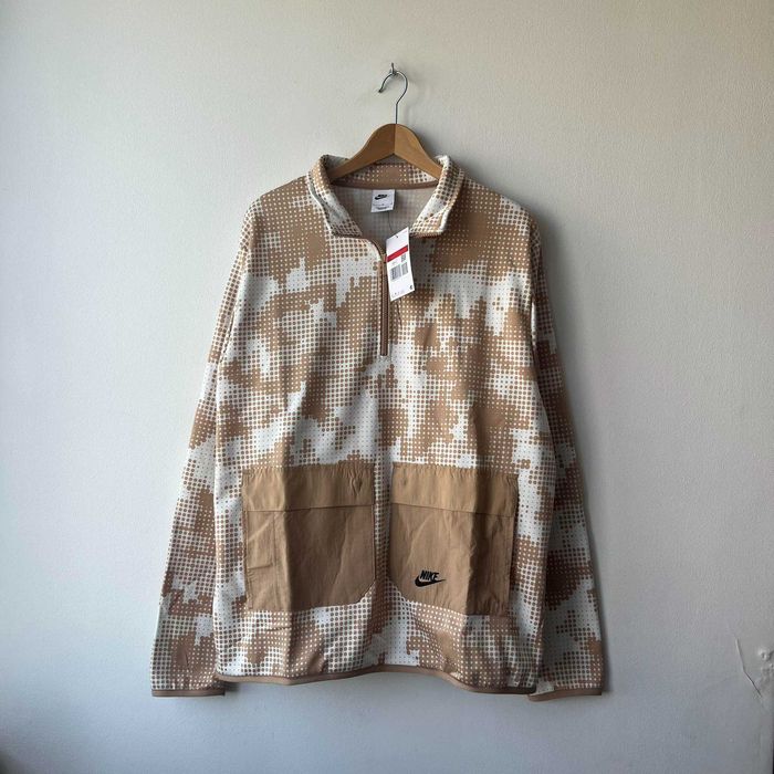 Nike Fleece Pocket Halfzip Jacket Beige Fullprint Kurtka Bluza