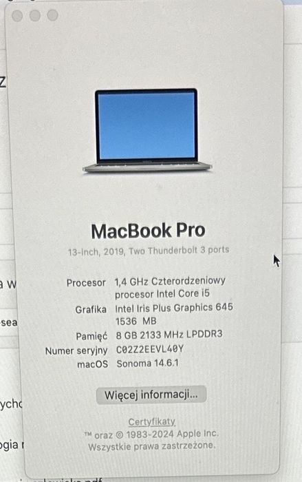 MacBook Pro 13″ 2019 – Touch Bar – Intel i5 – 8 GB RAM – 128 GB SSD